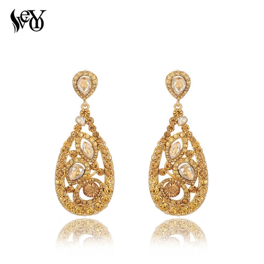 VEYO Classic Full Rhinestone Drop Crystal Earrings for Women Brinco New Style Wholesale Fashion Jewelry