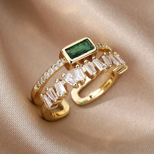 Luxury Zircon Ring for Women Stainless Steel with Crystal Stones